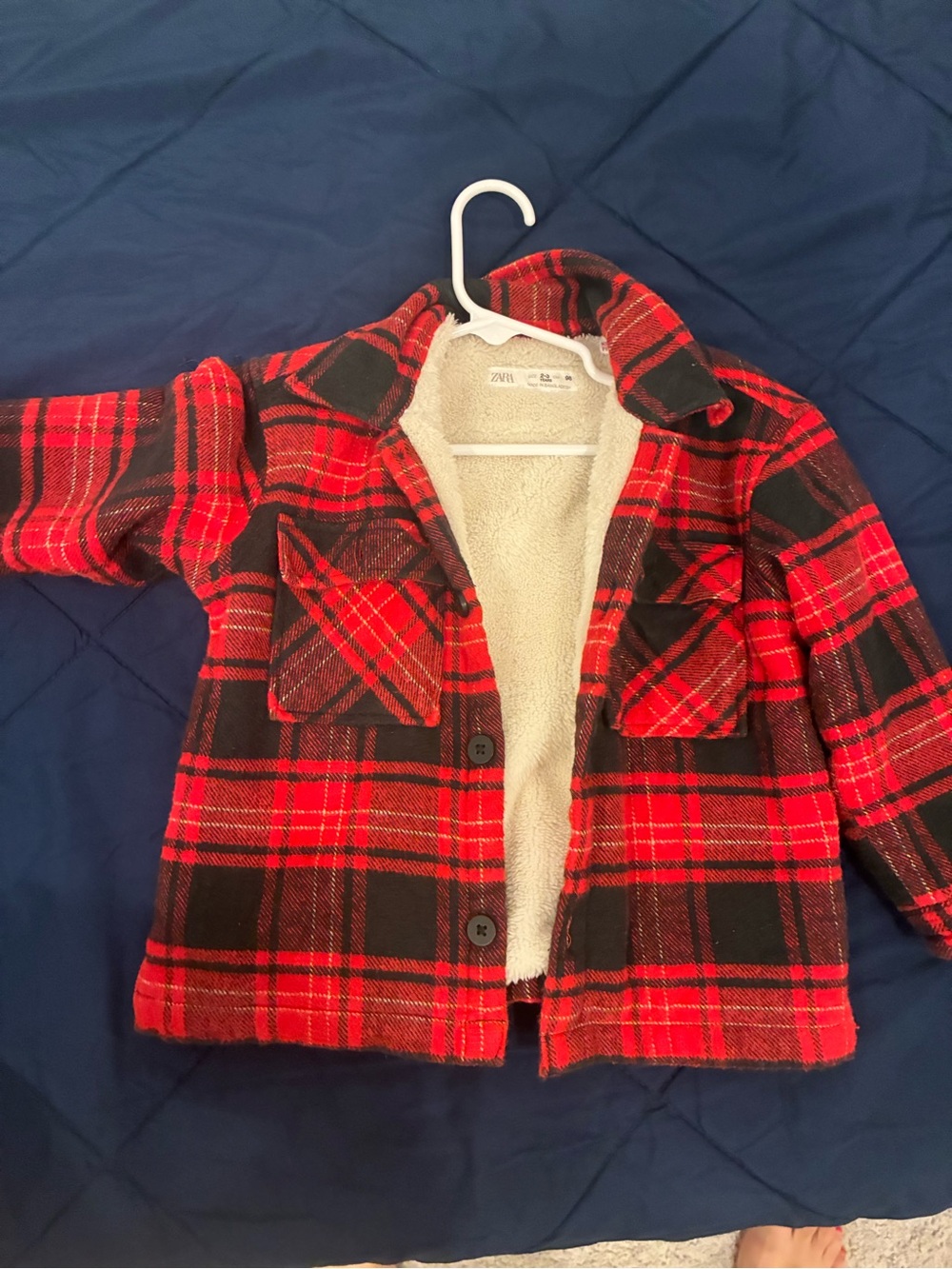 Kids Red Plaid Sherpa-Lined Jacket